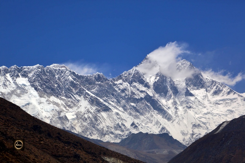Mighty Mount Lhotse behind a fine Veil