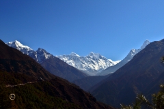 Panoramic view of Mount Everest and other peaks